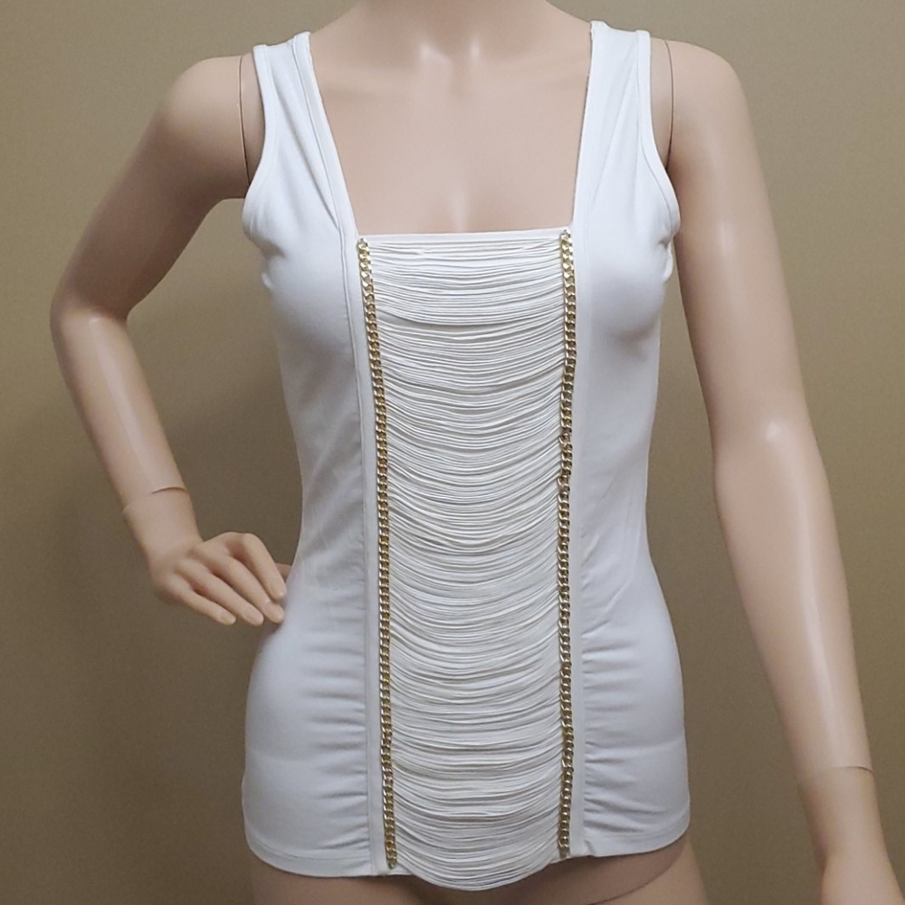 Cache embellished sleeveless blouse